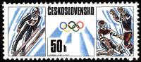 (1988-003) Марка Чехословакия "Прыжки с трамплина, хоккей" ,  III Θ