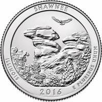 (031s) Монета США 2016 год 25 центов "Шоуни"  Медь-Никель  UNC