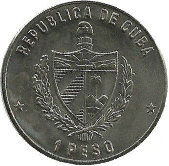 (1990) Монета Куба 1990 год 1 песо &quot;Открытие Колумбом Америки&quot;  Медь-Никель  UNC