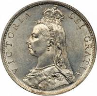 (1890) Монета Великобритания 1890 год 1 флорин "Королева Виктория"  Серебро Ag 925  UNC