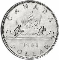 (1968) Монета Канада 1968 год 1 доллар "Каноэ"  Никель  UNC