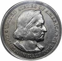 (1893) Монета США 1893 год 50 центов "Христофор Колумб"  Колумбова выставка Серебро Ag 900  XF
