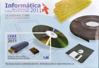 (№282) Блок марок Куба 2011 год "USB флешки и флэш-карты памяти", Негашеный
