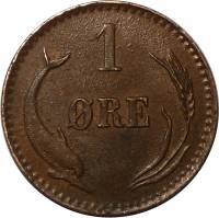 (№1874km792.1) Монета Дания 1874 год 1 Oslash;re (сердца)