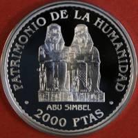 (1996) Монета Испания 1996 год 2000 песет "Абу-Симбел"  Серебро Ag 925  PROOF