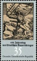 (1975-007) Марка Германия (ГДР) "Повстанец со знаменем"    Крестьянская война 450 лет III Θ