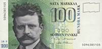 (1986 Litt A) Банкнота Финляндия 1986 год 100 марок "Ян Сибелиус" Alenius - Makinen  UNC