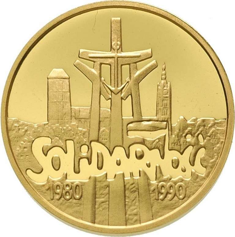 () Монета Польша 1990 год 100000 злотых &quot;&quot;  Биметалл (Платина - Золото)  PROOF