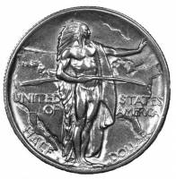 (1938s) Монета США 1938 год 50 центов   Мемориал Орегонского пути Серебро Ag 900  UNC