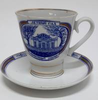 Чайная пара, фарфор, клеймо ЛФЗ, СССР (сост. на фото)