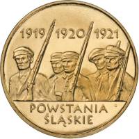 (219) Монета Польша 2011 год 2 злотых "Силезские восстания"  Латунь  UNC