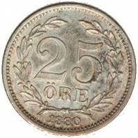 (1880) Монета Швеция 1880 год 25 эре   Биметалл (Серебро - Ниобиум)  UNC