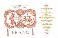 (№1919P-2) Банкнота Саар 1919 год "1 Franc"