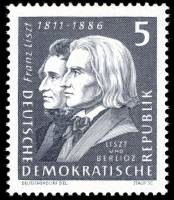 (1961-051) Марка Германия (ГДР) "Лист и Берлиоз"    Ференц Лист III O