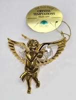 Сувенир Ангел с флейтой 4.5*4 см металл покрытие золото 24 к кристаллы Сваровски США 