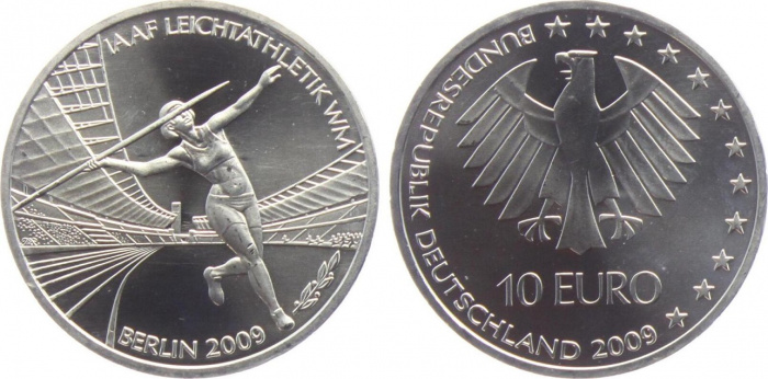 (2009) Монета Германия (ФРГ) 2009 год 10 евро &quot;ЧМ по легкой атлетике Берлин&quot;  Серебро Ag 925  UNC