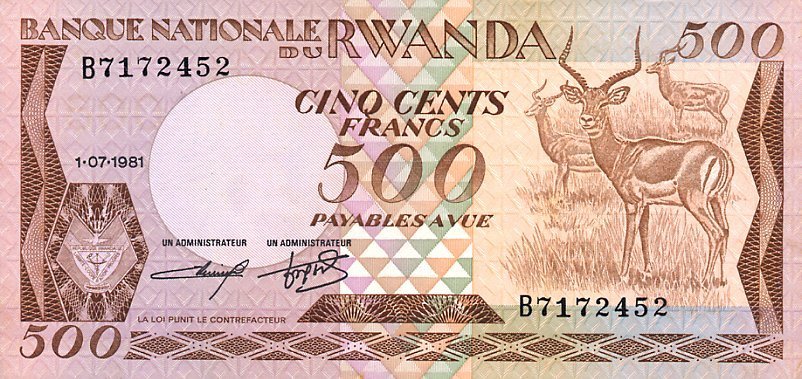 () Банкнота Руанда 1981 год 500  &quot;&quot;   UNC