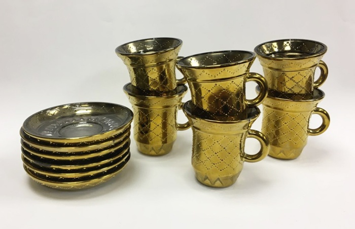 Кофейный набор на 6 персон, СССР, стекло, 12 предметов (сост. на фото)