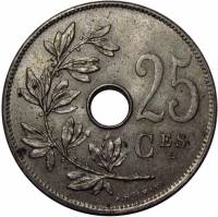 (№1913km68.1) Монета Бельгия 1913 год 25 Centimes (Французская легенда)