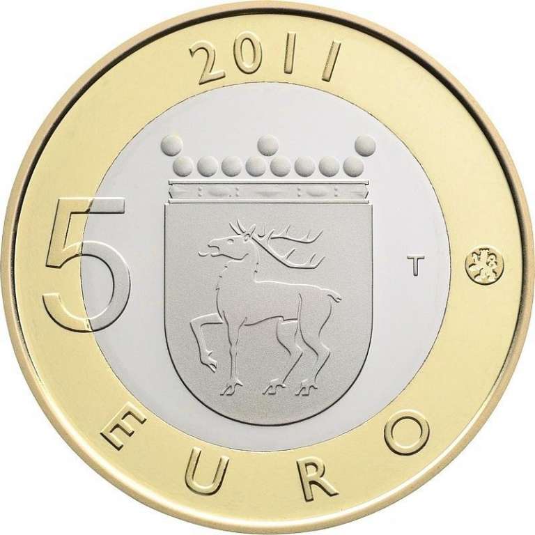 (014) Монета Финляндия 2011 год 5 евро &quot;Аландские острова&quot; 2. Диаметр 27,25 мм Биметалл  UNC