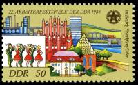 (1988-036) Марка Германия (ГДР) "Городские танцы"    Фестиваль трудящихся, ГДР III O
