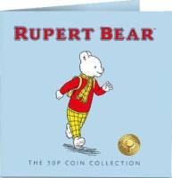 2020, 5 монет по 50 пенсов Набор монет Остров Мэн 2020 год Медведь Руперт. 100 лет    Буклет