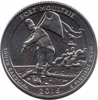 (035s) Монета США 2016 год 25 центов "Форт Молтри"  Медь-Никель  UNC