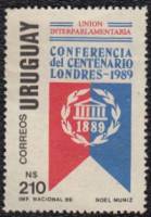 (№1989-1830) Марка Уругвай 1989 год "Межпарламентская конференция Союза", Гашеная