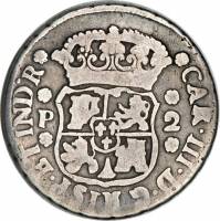 (№1760km25) Монета Гватемала 1760 год 2 Reales (Карлоса III)
