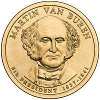 08s Монета США 2008 год 1 доллар Мартин Ван Бюрен 2008 год Латунь  PROOF