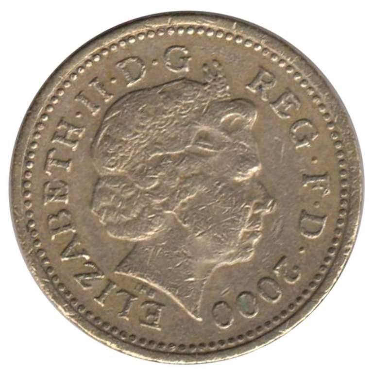 (2000) Монета Великобритания 2000 год 1 фунт &quot;Валлийский дракон&quot;  Латунь  VF