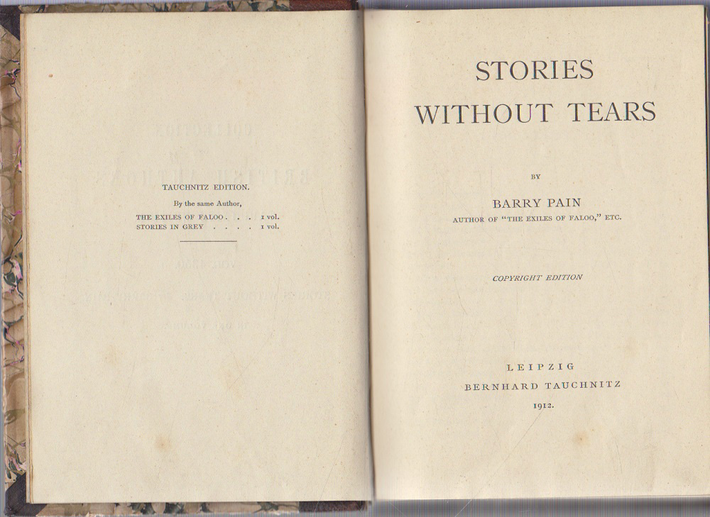 Книга &quot;Storieswithout tears&quot; 1912 B. Pain Лейпциг Твёрдая обл. 320 с. Без илл.
