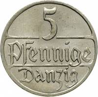 () Монета Вольный город Данциг 1923 год 5  ""   Медь-Никель  UNC