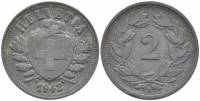 (1942) Монета Швейцария 1942 год 2 раппена   Цинк  VF