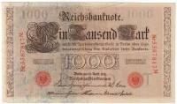 (1910) Банкнота Германия 1910 год 1 000 марок "Красные печати"   VF