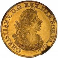 (№1671km340.1) Монета Дания 1671 год 1 Ducat