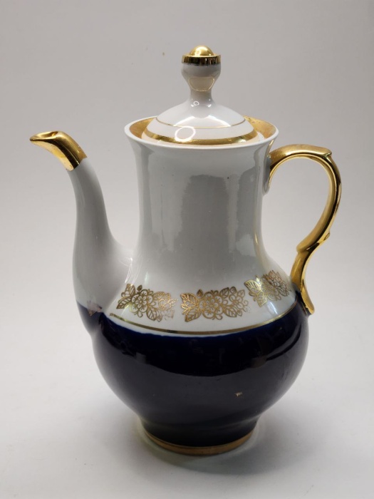 Кофейник кобальт позолота Полонное