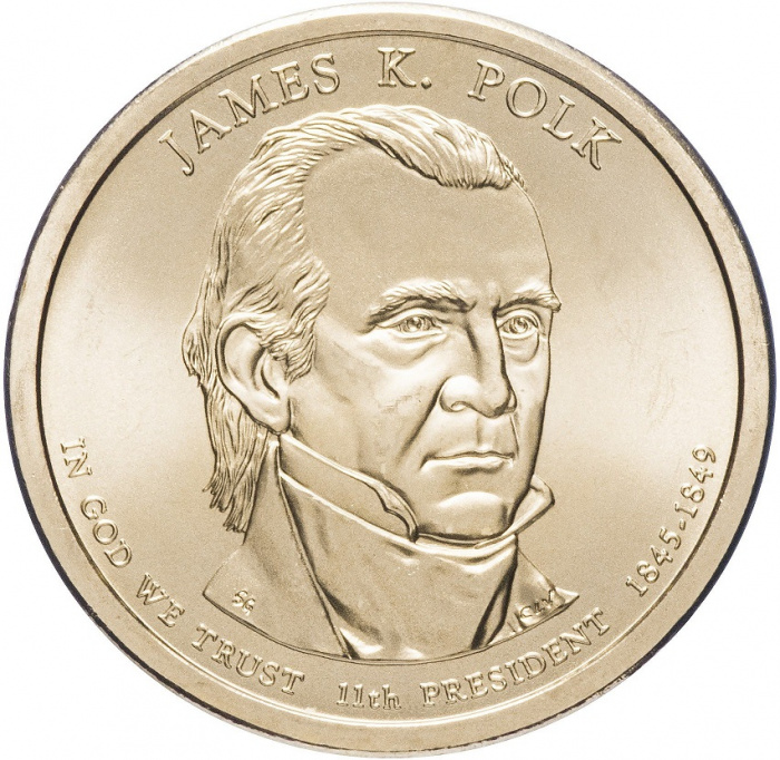 (11p) Монета США 2009 год 1 доллар &quot;Джеймс Нокс Полк&quot; 2009 год Латунь  UNC