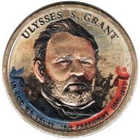 (18d) Монета США 2011 год 1 доллар "Улисс Симпсон Грант"  Вариант №2 Латунь  COLOR. Цветная