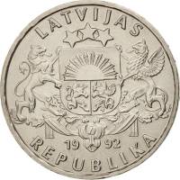 (1992) Монета Латвия 1992 год 1 лат "Лосось"  Медь-Никель  UNC