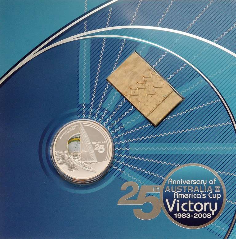 (2008) Монета Австралия 2008 год 1 доллар &quot;25 лет победе в регате Кубок Америки&quot;  Серебро Ag 999  PR