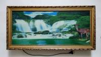 Картина панно Олень у водопада световая со звуком пения птиц