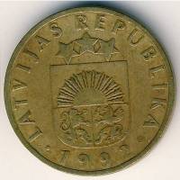 () Монета Латвия 1992 год 10  ""   Латунь, покрытая Никелем  UNC