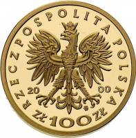() Монета Польша 2000 год 100 злотых ""  Биметалл (Платина - Золото)  PROOF