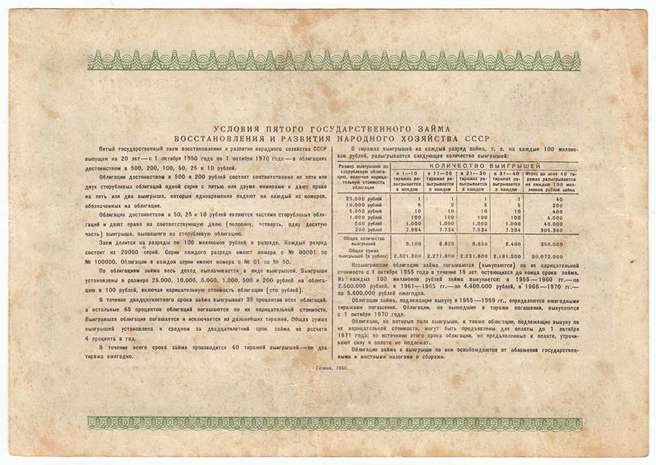 () Банкнота СССР 1950 год 10  &quot;&quot;   VF