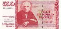 () Банкнота Исландия 2005 год 500 крон "Йоун Сигурдссон"   UNC