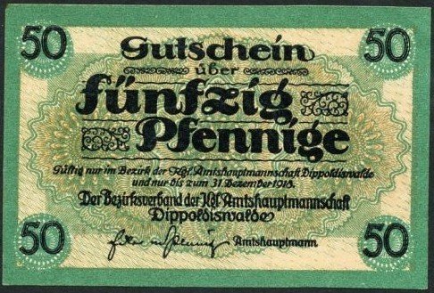 (№1918) Банкнота Германия 1918 год &quot;50 Pfennig&quot;