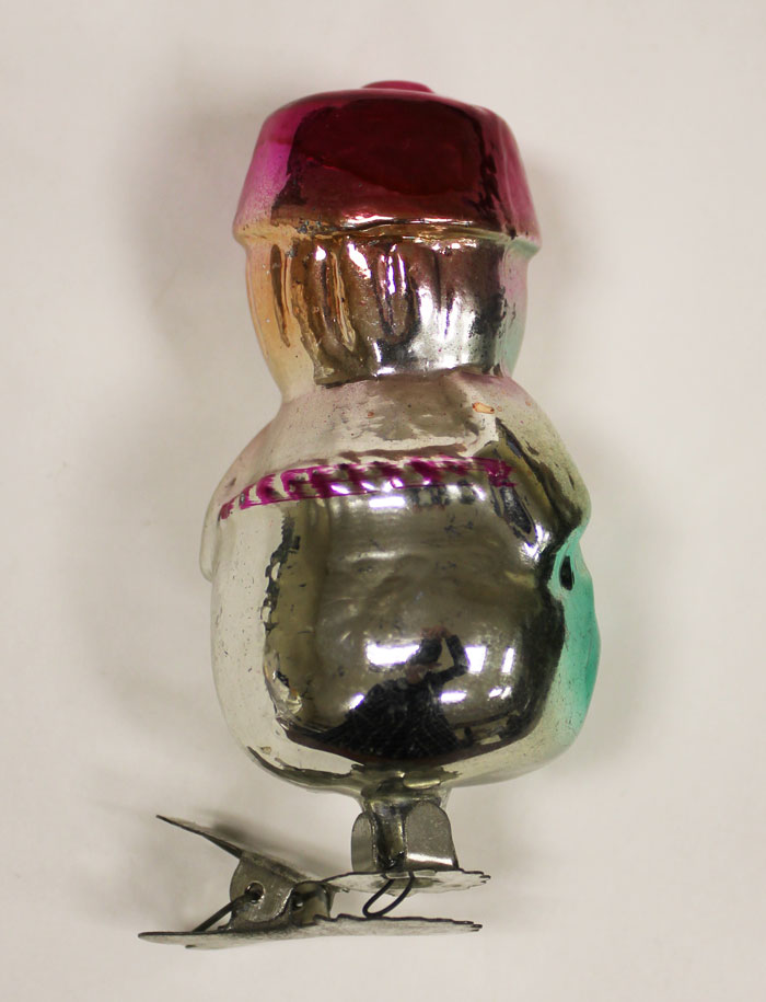 Игрушка ёлочная &quot;Снеговик&quot; на прищепке, 9,5 см, стекло, СССР (состояние на фото)