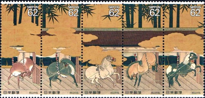 (№1990-1967) Лист марок Япония 1990 год &quot;Umayazu ширма C16th&quot;, Гашеный