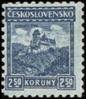 (1927-010) Марка Чехословакия "Карлштейн (Синяя)"    Ланшафты III O